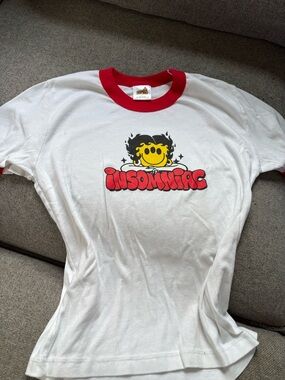 Insomniac White & Red Ringer Baby Tee